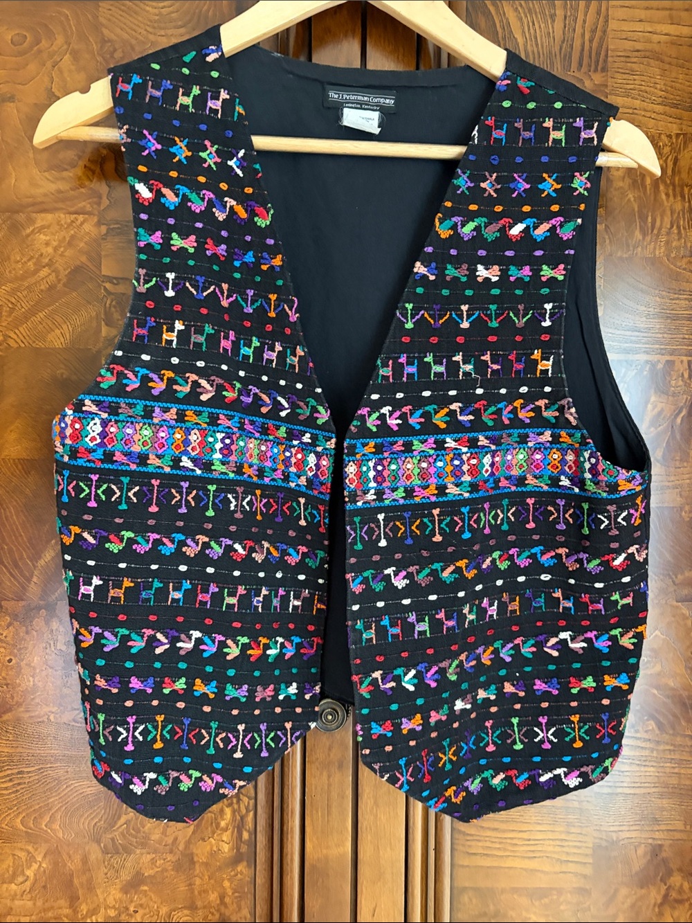 Vintage 90s J. Peterman CompanyGuatemalan Embroidered Vest Cotton Boho Tagged S